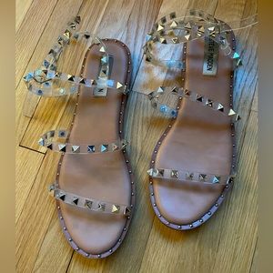 Steve Madden clear studded sandals Sz 8.5